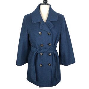 New Laundry by Shelli Segal Teal Double-Breasted Wool Blend Coat Women's Size 14